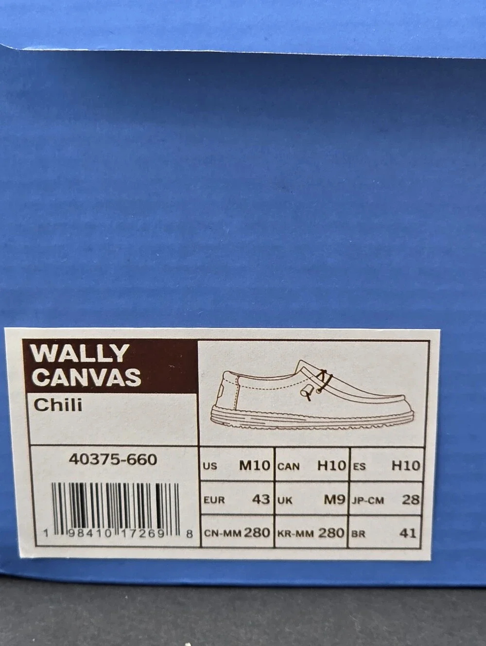 Hey Dude Mens Wally Canvas Chili Size 10
